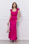 Rochie Moze lunga fucsia cu broderie la bust