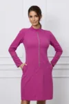Rochie Moze magenta cu fermoar decorativ pe fata