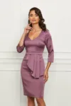 Rochie Moze mov cu peplum in talie