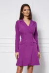Rochie Moze tip sacou violet cu pliuri