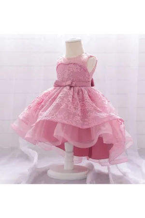 Rochie Ocazie  Model AL 11437 cu trena - Roz pudrat - 9-12 luni -