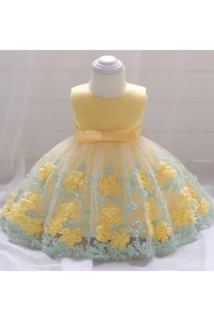 Rochie Ocazie  Model AL 11635 Gradina de flori - Galben - 9-12 luni -