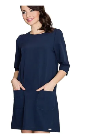 Rochie - Poliester/Viscoza - Bleumarin - De zi