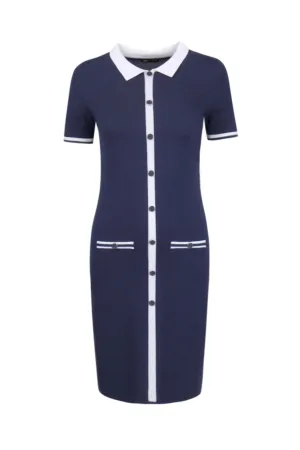 Rochie Polo din tricot fin cu garnituri contrastante