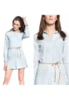 Rochie -  Rochie Camasa - Croiala Normala - 100% Bumbac - Inchidere: Nasturi - 1 Buzunar - XS - Albastru - 1 Bucata