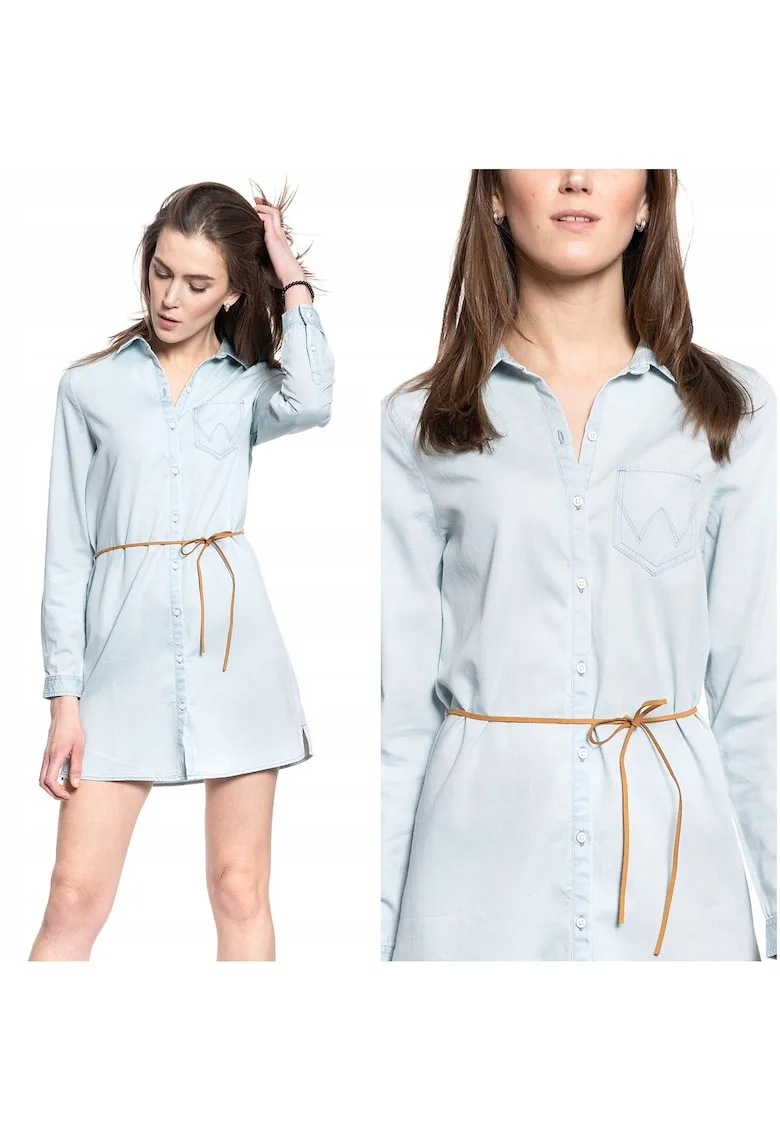 Rochie - Rochie Camasa - Croiala Normala - 100% Bumbac - Inchidere: Nasturi - 1 Buzunar - XS - Albastru - 1 Bucata