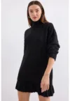 Rochie  Set Coordonat - Tricot Texturat - Jerseu - Negru -