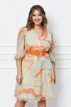 Rochie Sira crem cu imprimeuri orange