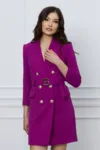 Rochie Sonia magenta tip sacou cu cordon in talie