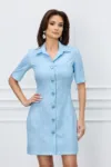 Rochie Theo bleu tip camasa cu nasturi decorativi