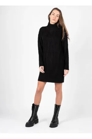 Rochie Tricotata Cu Guler Inalt -