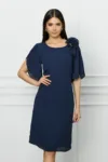 Rochie Viada bleumarin cu floare la umar