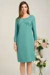 Rochie Viada din stofa verde menta cu floare pe bust