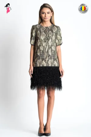 Rochie Xara de seara spectaculoasa eleganta jaquard print sarpe