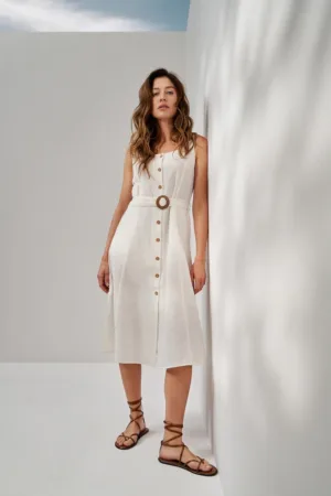 Rochie alba din viscoza cu dungi