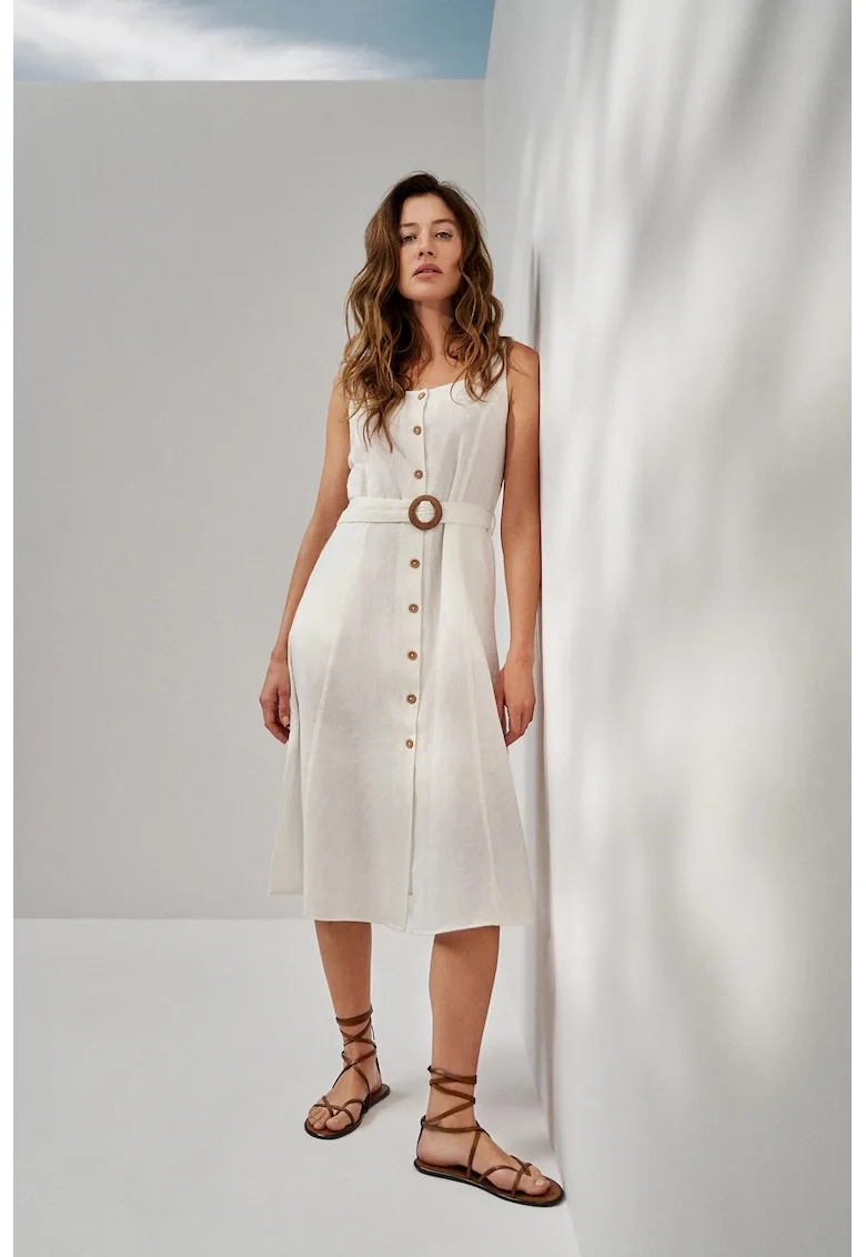 Rochie alba din viscoza cu dungi