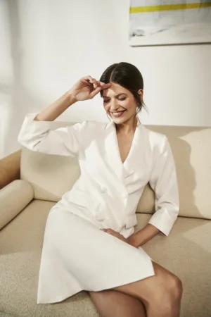 Rochie alba tip blazer
