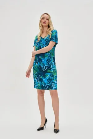 Rochie albastra cu imprimeu tropical