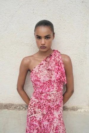 Rochie asimetrica cu animal print