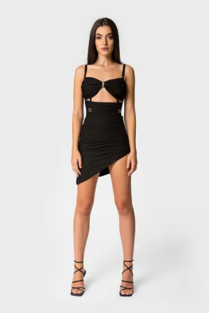 Rochie asimetrica cu decupaj frontal