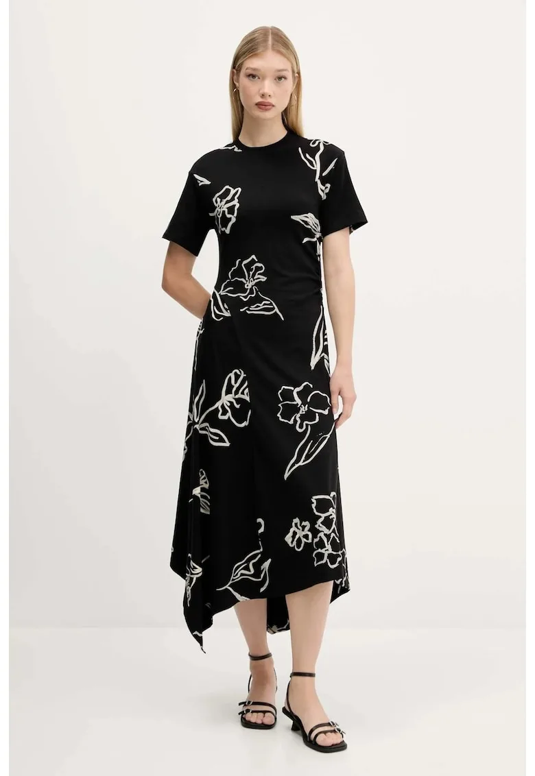 Rochie asimetrica cu model floral Calma