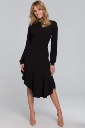 Rochie asimetrica cu volanas -