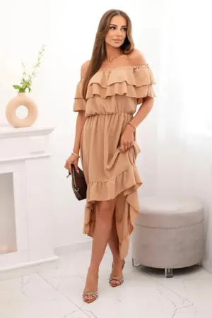 Rochie asimetrica cu volane -