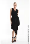 Rochie asimetrica fara maneci - Negru -