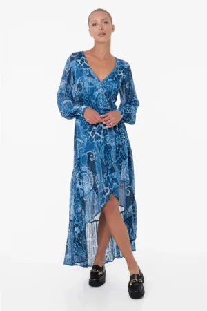 Rochie asymetrica - cu imprimeu paisley W3YK48