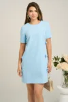 Rochie bleu cu funde pe laterale