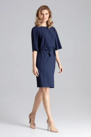 Rochie bleumarin M656 - design modern - confortabil - poliester-elastan