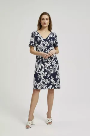 Rochie bleumarin cu model floral