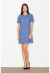 Rochie  bleumarin - model geometric - poliester