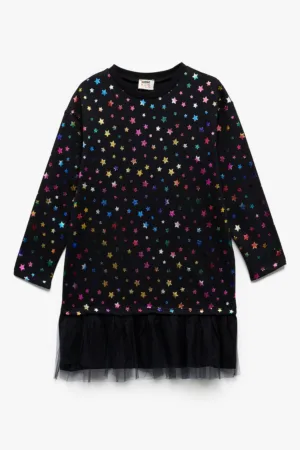 Rochie-bluza de trening cu model cu stele multicolore