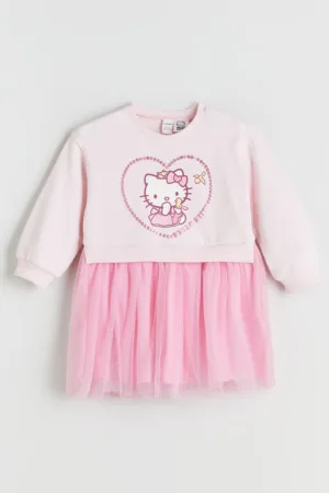 Rochie-bluza de trening evazata cu imprimeu cu desene animate