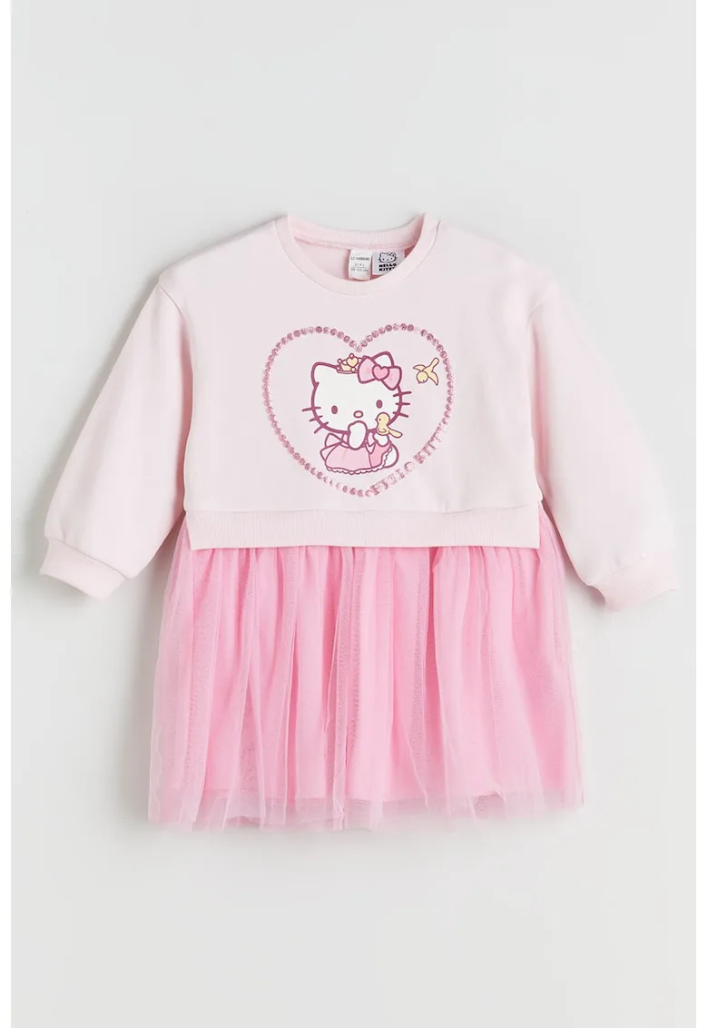 Rochie-bluza de trening evazata cu imprimeu cu desene animate