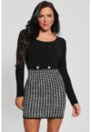 Rochie bodycon cu imprimeu houndstooth Gabriella