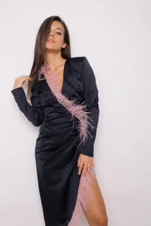 Rochie bodycon cu pene