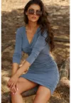 Rochie bodycon mini cu decolteu in V -