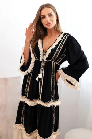 Rochie boho cu segmente din dantela -