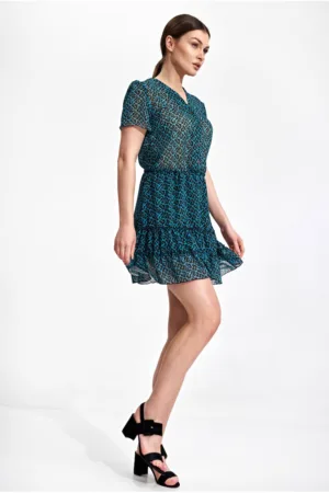 Rochie boho mini - verde - poliester
