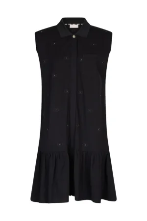 Rochie brodata cu model logo si terminarie cu volane
