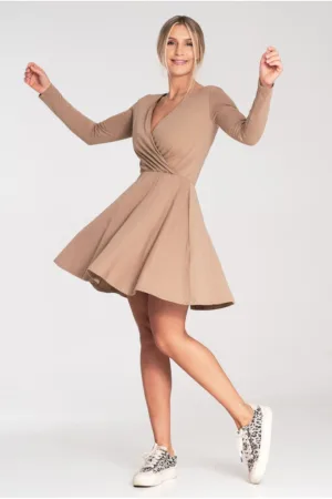 Rochie bumbac - evazata - bej