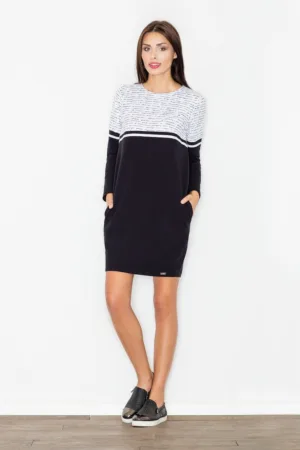 Rochie bumbac - negru - cu buzunare