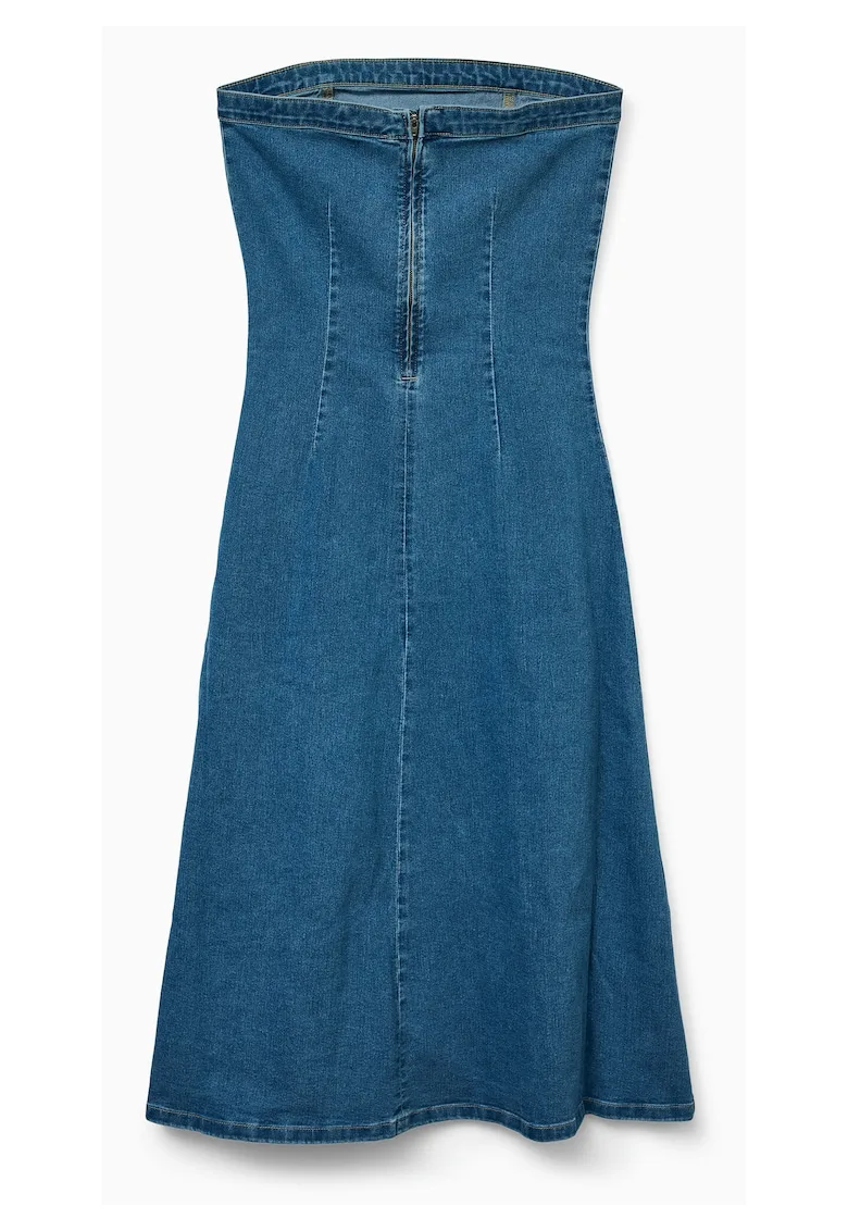 Rochie bumbac si poliester - albastru