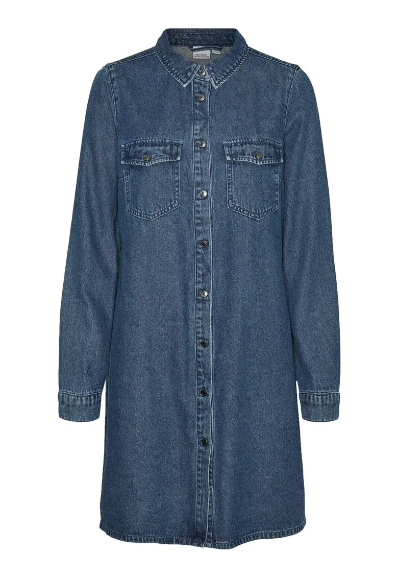 Rochie - bumbac - viscoza - albastru -