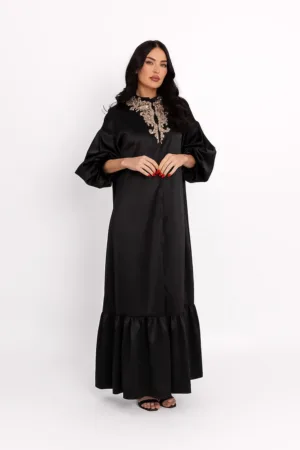 Rochie-caftan cu aspect satinat