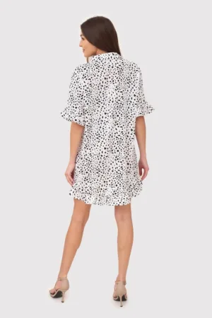 Rochie camasa alba si neagra cu volane DA1743 BLACK/WHITE