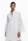 Rochie-camasa brodata cu maneci lungi