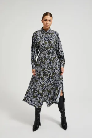 Rochie camasa cu imprimeu floral masliniu